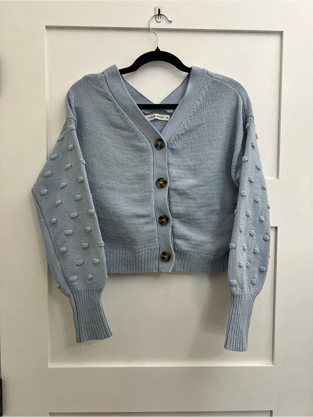 Light Blue Knit Button-Front Women's Cardigan Sweater